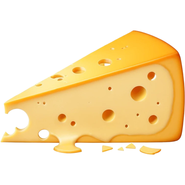 A wedge of yellow cheese with a single round hole and a thin cut slice leaning forward. emoji