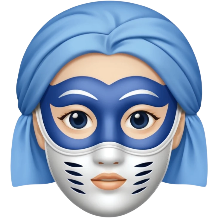 face with mask blue and white emoji