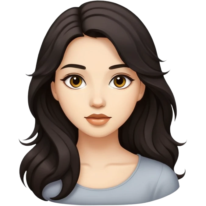 young woman with dark flowing hair and light makeup emoji
