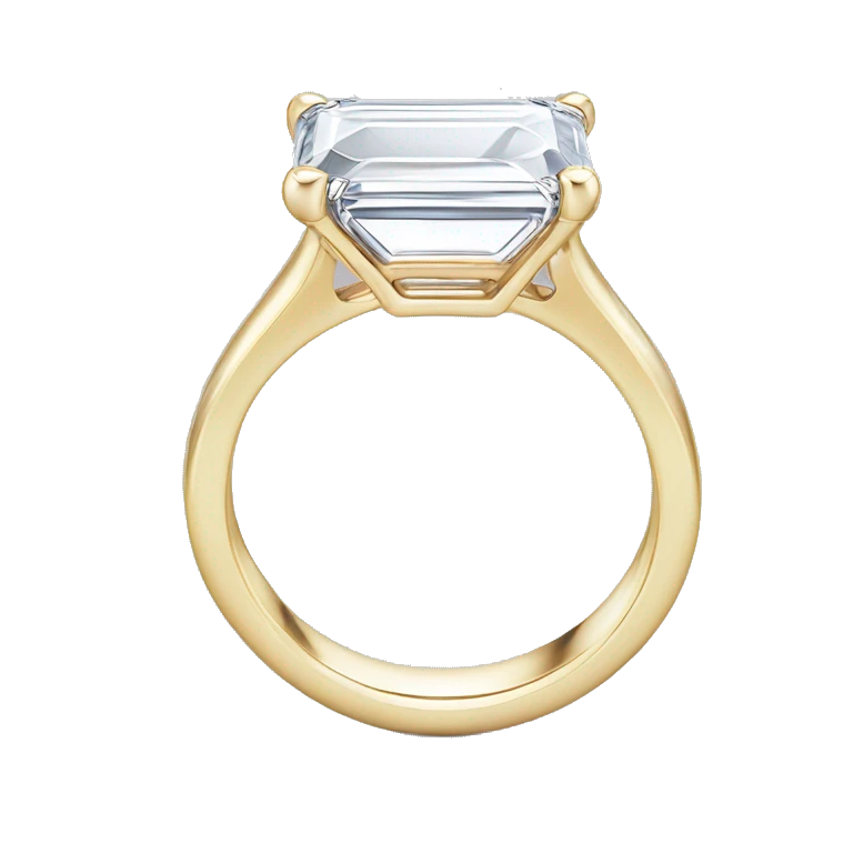 Emerald cut diamond ring with bezel and plain band emoji