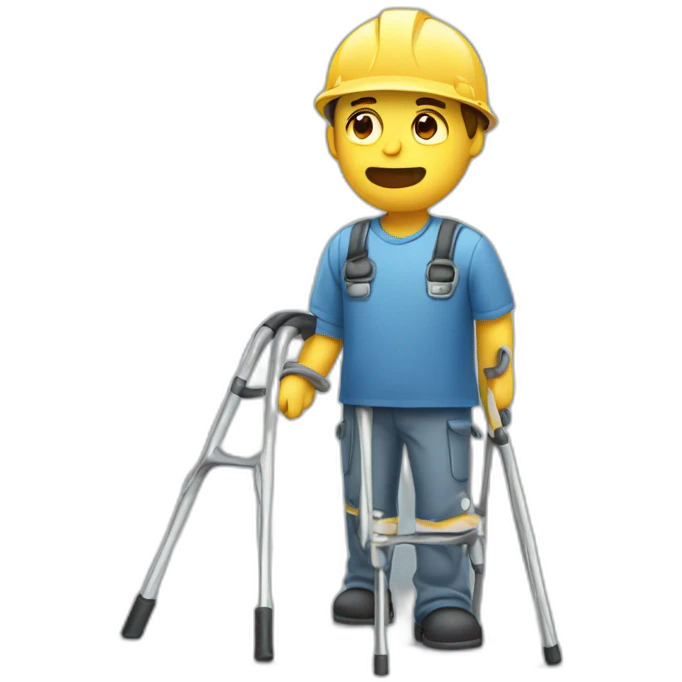 A sad worker on crutches emoji