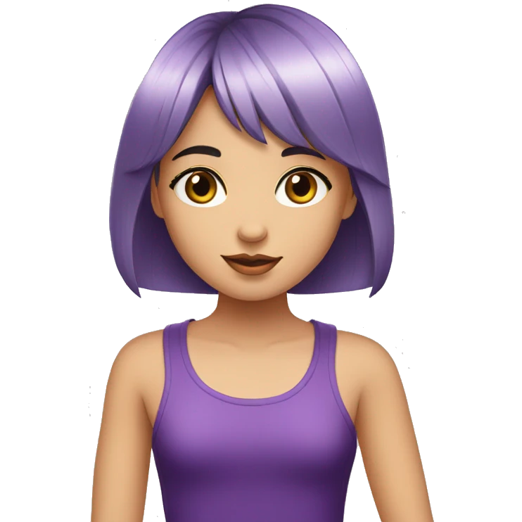 young girl, {{PURPLE eyes}}, black bob haircut, fair skin emoji