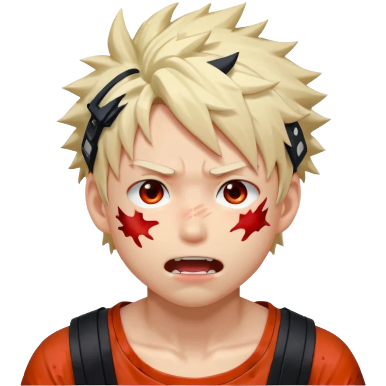 Katsuki Bakugo with his eyes rolled back and his eyebrows tilted back. His face showing physical delight and lust. Just face is blushed and white glue splattered around his mouth. emoji