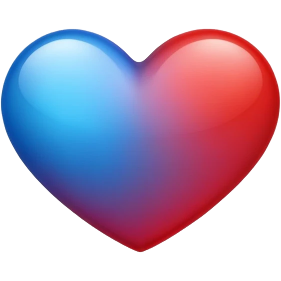 Gradient bleu and red heart emoji