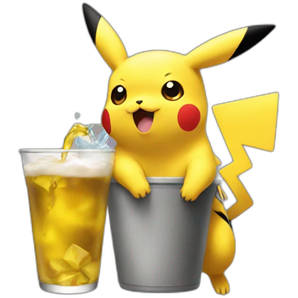 Pikachu drinking emoji