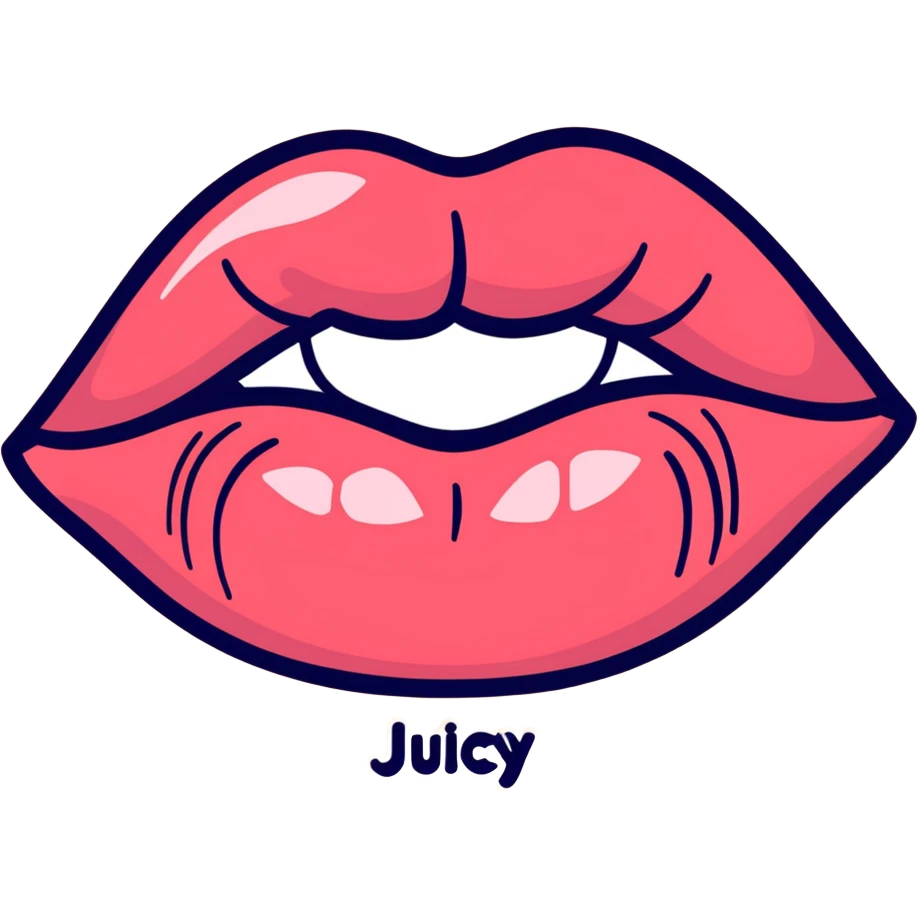 Colorful Juicy Lips with glitter and the word Juicy written in it emoji