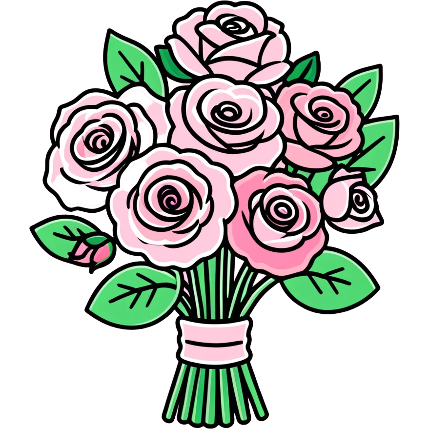 Huge pink flower bouquet with different flowers and pink tones and roses emoji