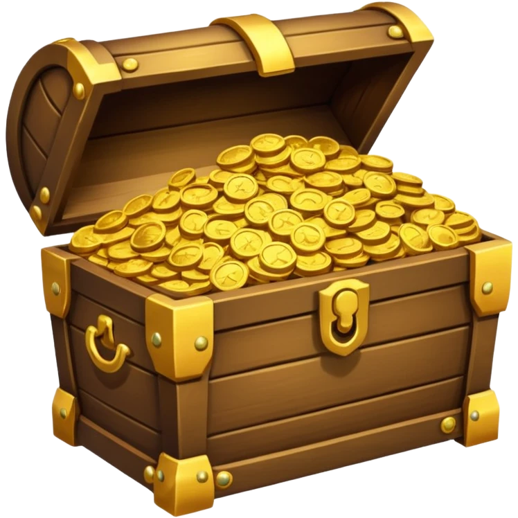 prize pool, treasure chest overflowing with coins, celebratory emoji