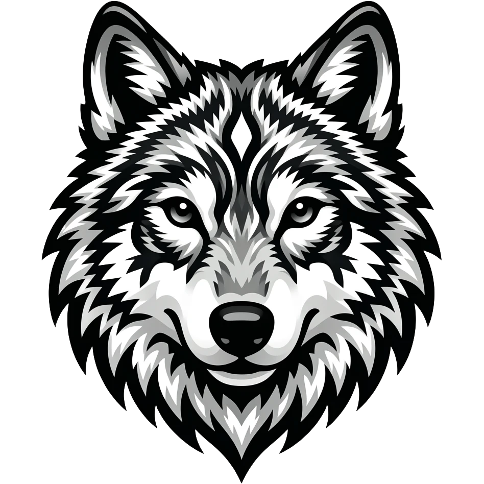 Black-inked Tribal wolf tattoo pattern icon emoji