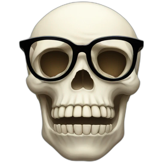 Sad skull with glasses emoji