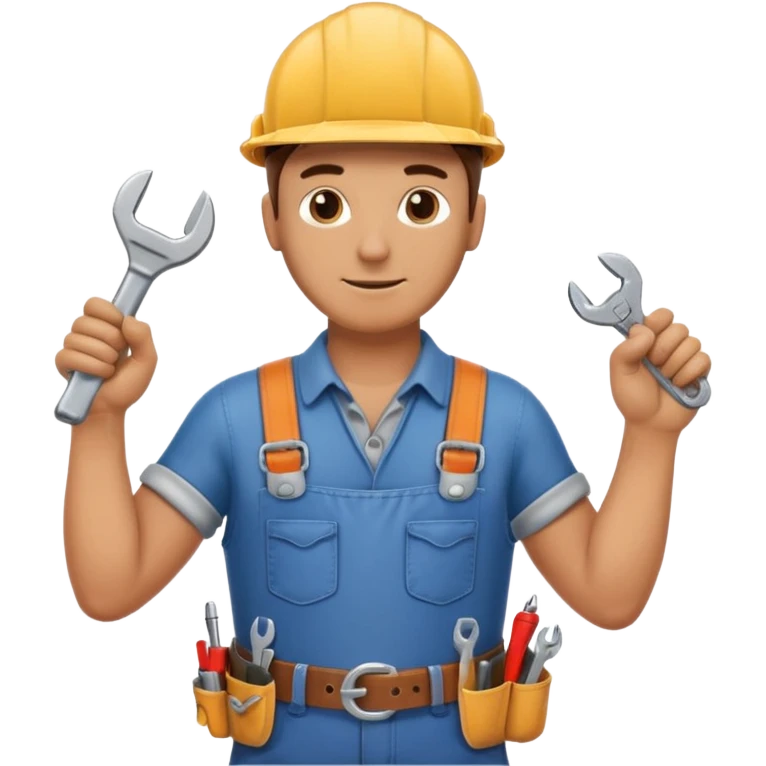 a handyman holding a wrench in this right hand emoji