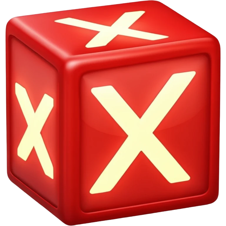 2D thick glowing red square box with glowing red X mark inside emoji