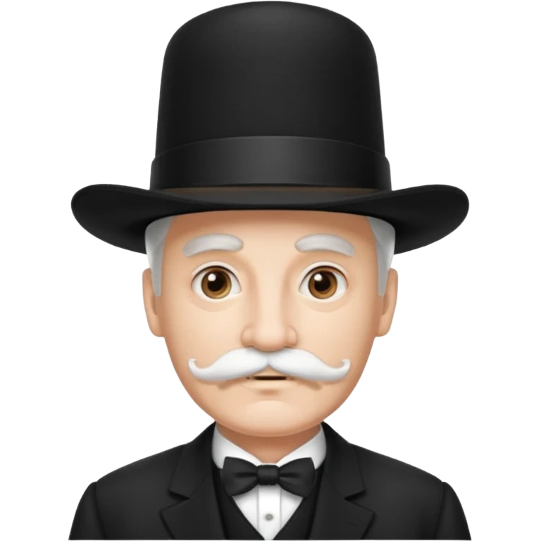 very big white moustachhe and typical 1900 black elegant clothes and hat . politician pose emoji
