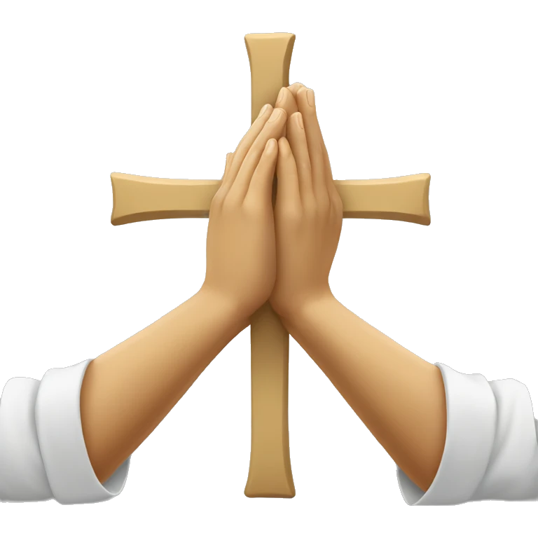 Praying hands with a cross emoji
