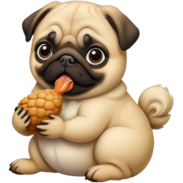 Pug eating chicken emoji