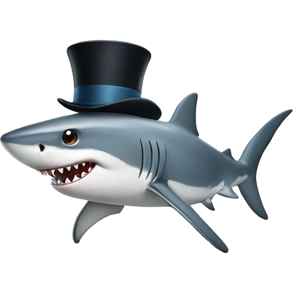 Shark with a top hat emoji