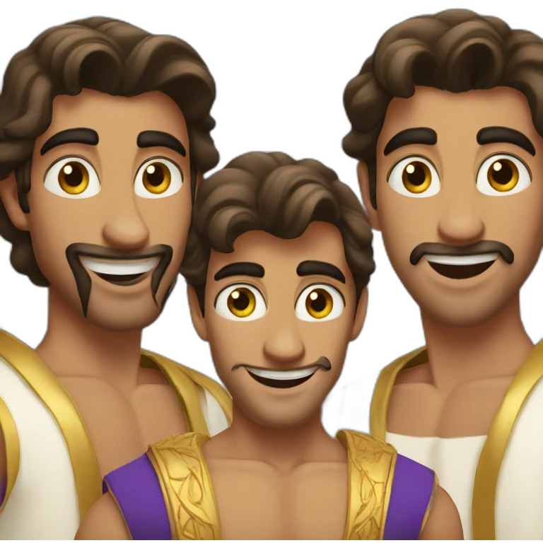3 white men dressed like Aladdin  emoji