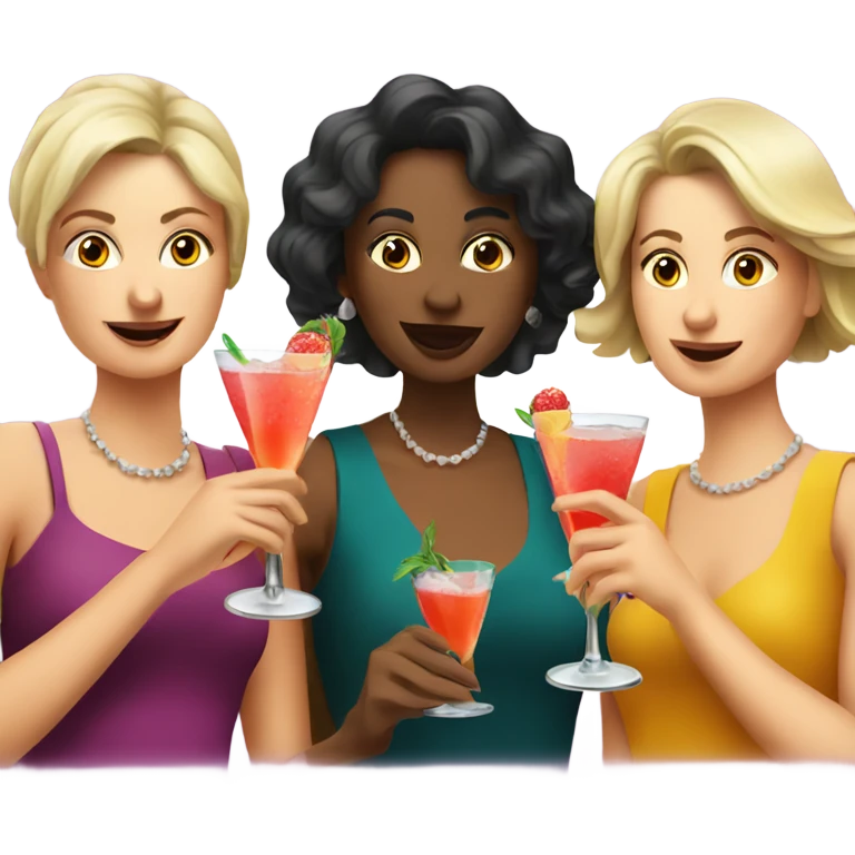 Three european women drinking cocktails emoji