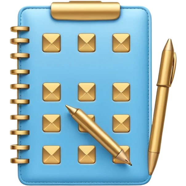 modern elegant planner with checkmarks emoji, 3D style, soft blue and gold, clean design emoji