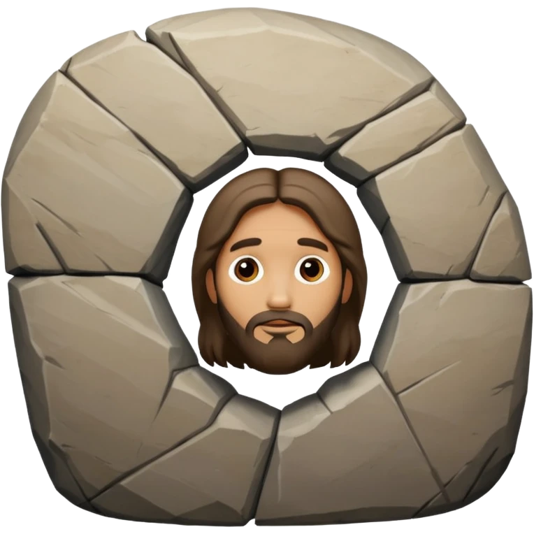 Jesus hiding behind a large boulder  emoji