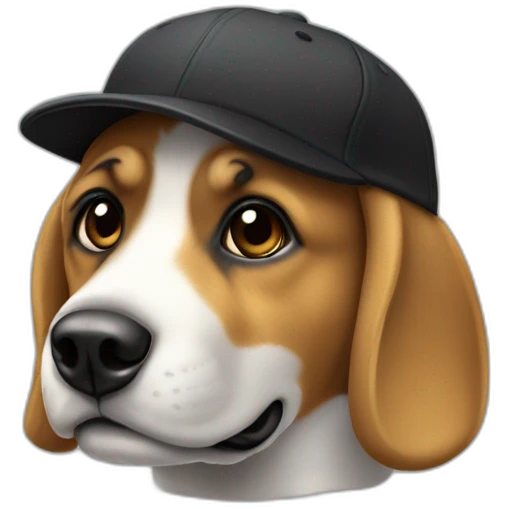 Chien noir avec une casquette emoji