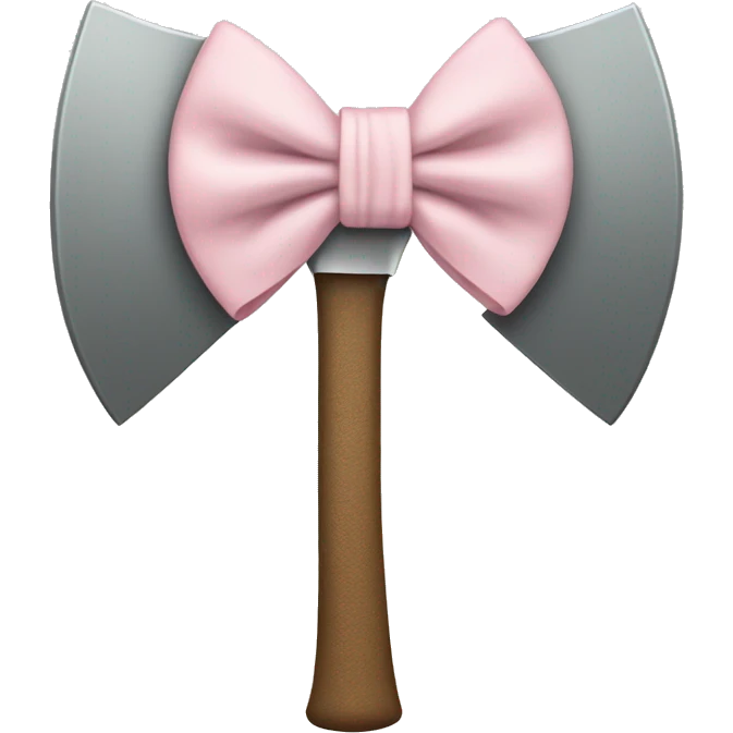 axe with a pale pink bow tied on the handle emoji