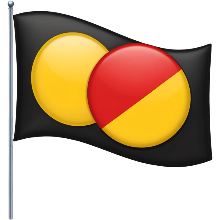 a rectangular flag split horizontally with the top half solid black and the bottom half solid red with a medium-sized yellow circle in the middle emoji
