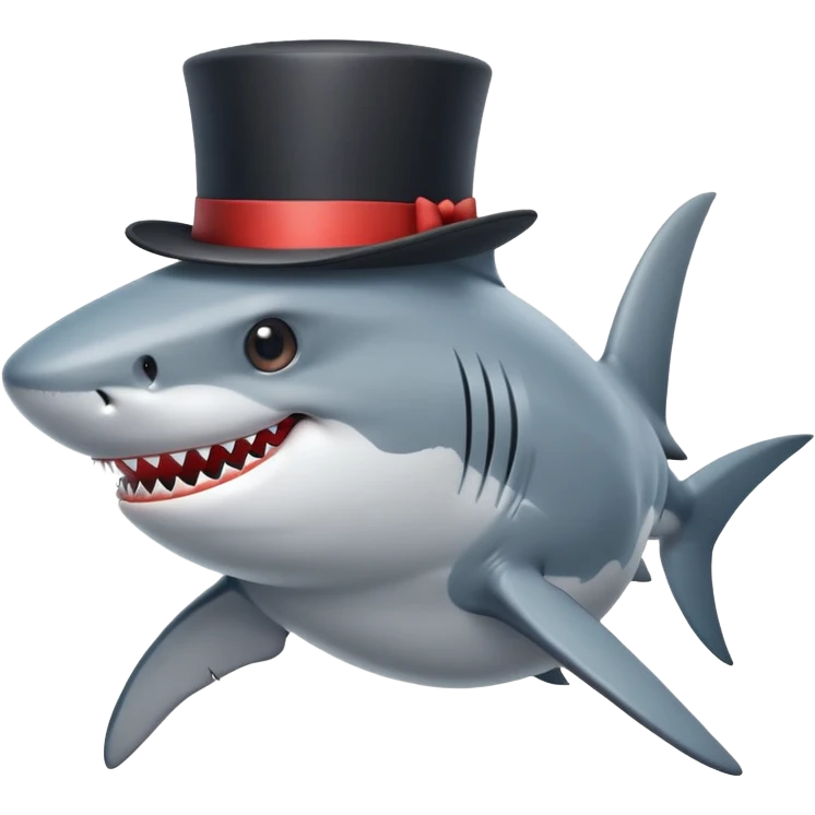 Shark with a top hat emoji