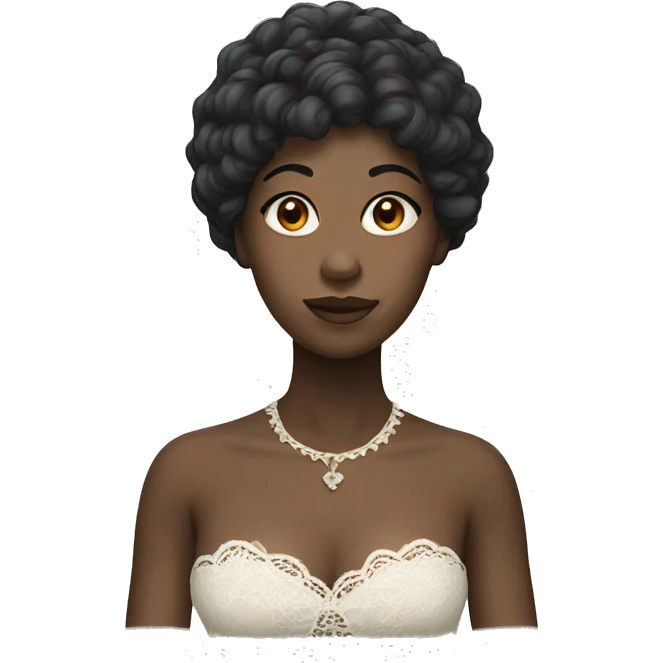 Black woman with wig lace showing emoji