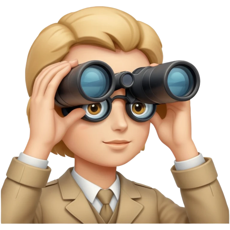 Visionary figure looking at horizon with binoculars, seeing future success emoji
