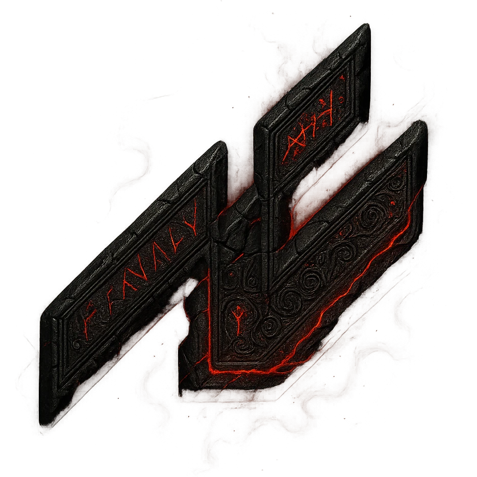 Create an Elden Ring talisman version of the Assetto Corsa logo. The talisman should be made of dark obsidian stone with red glowing cracks and a sinister magical effect. The background should be transparent. emoji