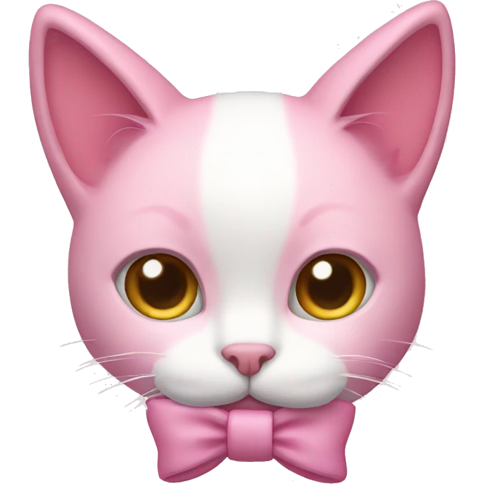 Pink cat with a white bow emoji