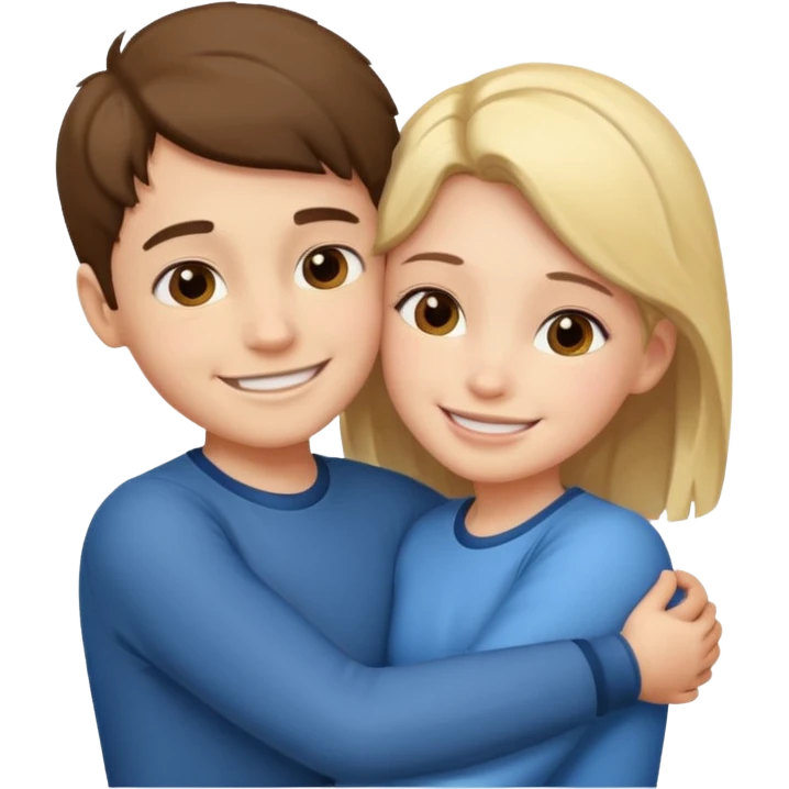 Un garçon et une fille en position calin emoji