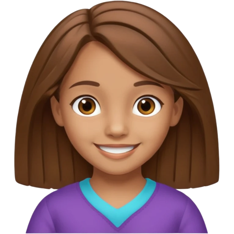 Une fille qui s’appelle Angèle aux cheveux marrons de neuf ans, qui adore les Capi, barra et aux yeux gris emoji