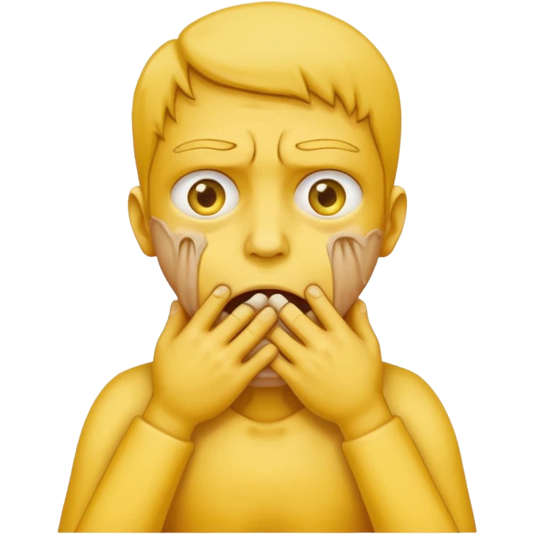 yellow face choking, bulging eyes, hands on throat emoji