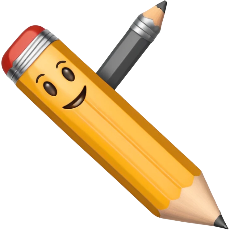a pencil with a mad smile face and has human feet emoji