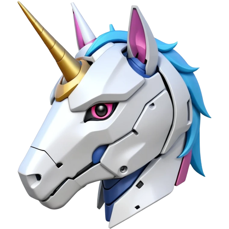 Gundam RX-0 Unicorn robot head, dynamic pose emoji