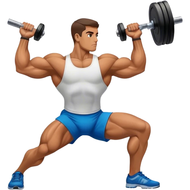 side-view bodybuilder dumbbell lunges emoji