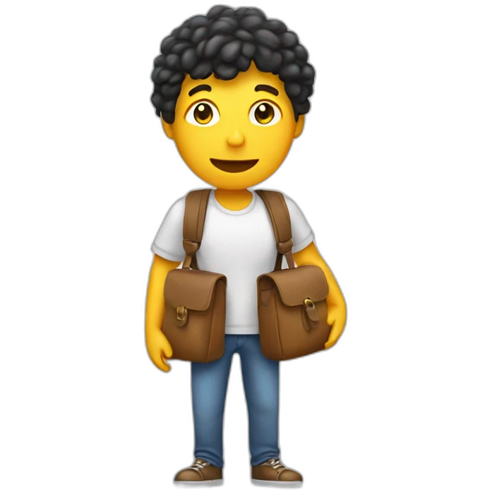Said hello with one hand, with a bag on his back emoji