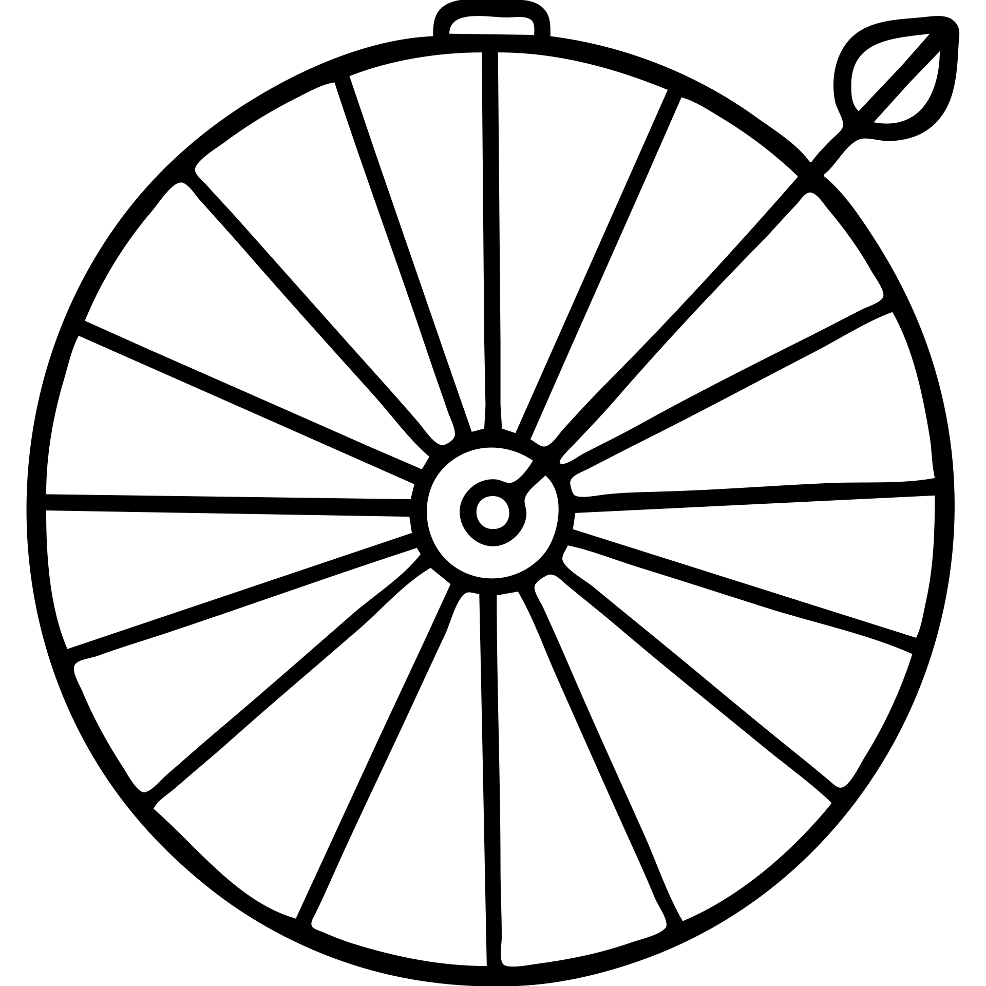 Fortune wheel with divided sections and a spinner arrow emoji