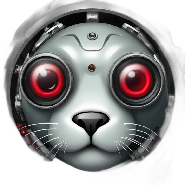cyborg-seal with one red mechanical eye prosthesis with camera lens, cyberpunk, grimdark, sci-fi, cyber implants emoji