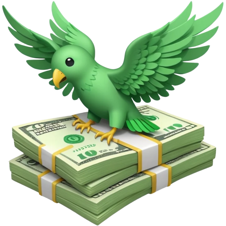 un fajo de dólares con alas volando emoji