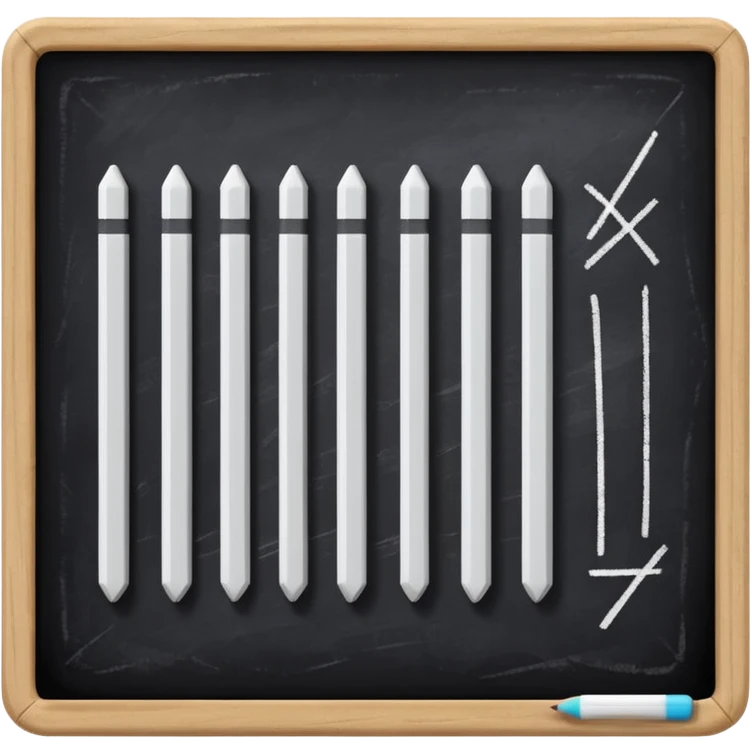 blackboard with five white tally marks emoji