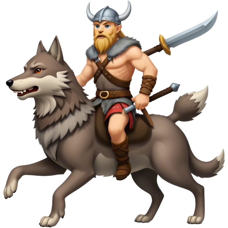 Viking Warrior Riding A Wolf  emoji