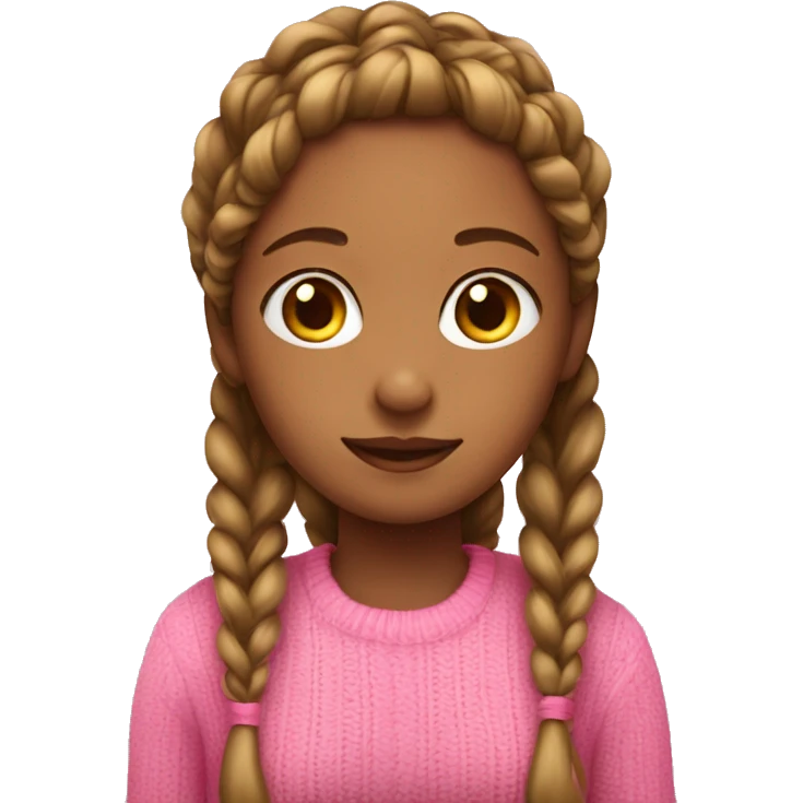 A girl with braids and a pink sueter emoji