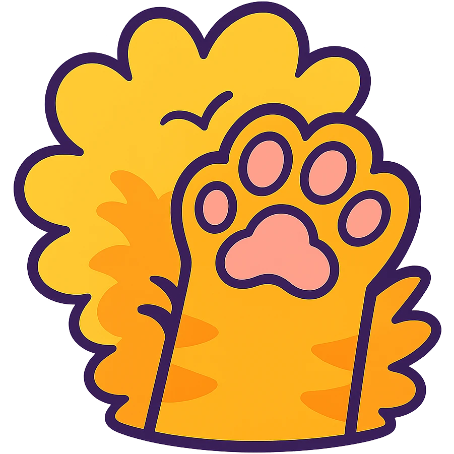 fluffy cat paw, exaggerated fluff, cartoon style, bright colors emoji