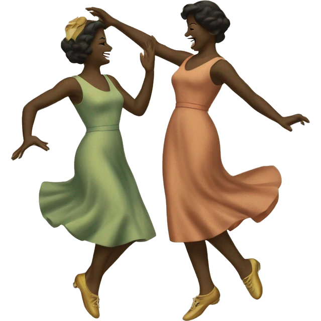 two women dancing, vintage, retro, aesthetic  emoji