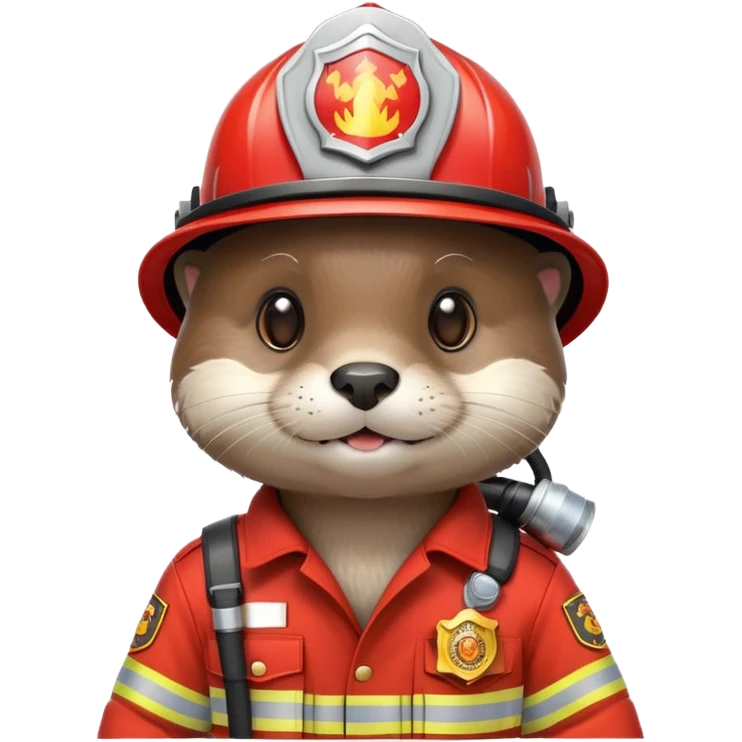 cute otter wearing firefighter helmet and uniform emoji
