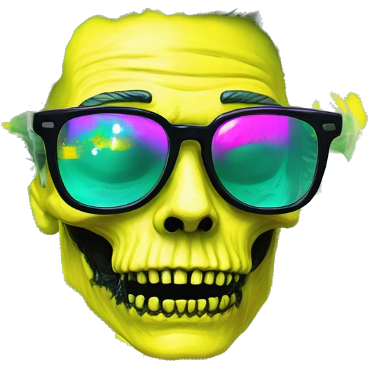 420 .Zombie_ Vaporwave black holographic oilslick zombie unicorn smoking yellow caution tape hemp leaves emoji