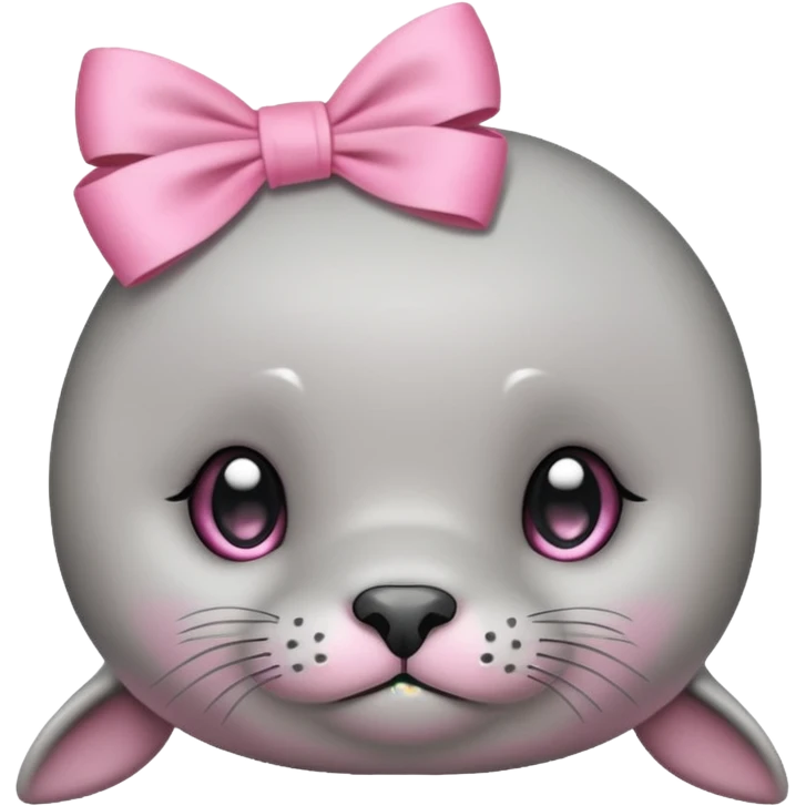 cute Seal with a pink bow on her head like a ribbon emoji